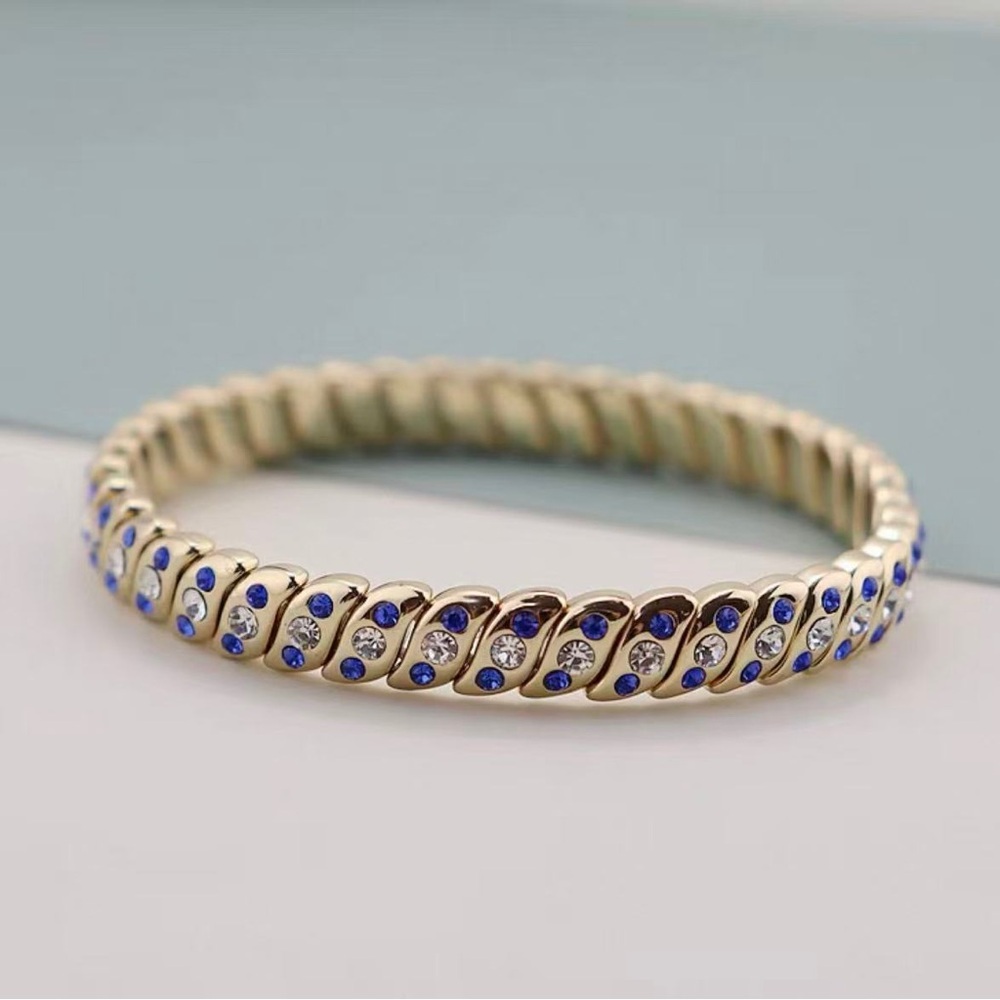 Roxanne Assoulin -  Bit X Bit Gold and blue Stretch Bracelet